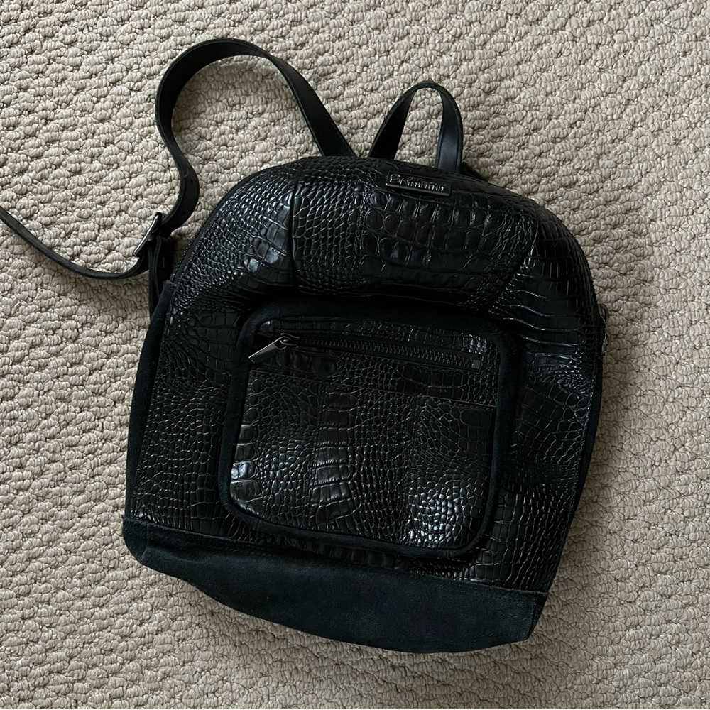 RARE Dr Martens Snake Embossed Black Leather Backpack Suede